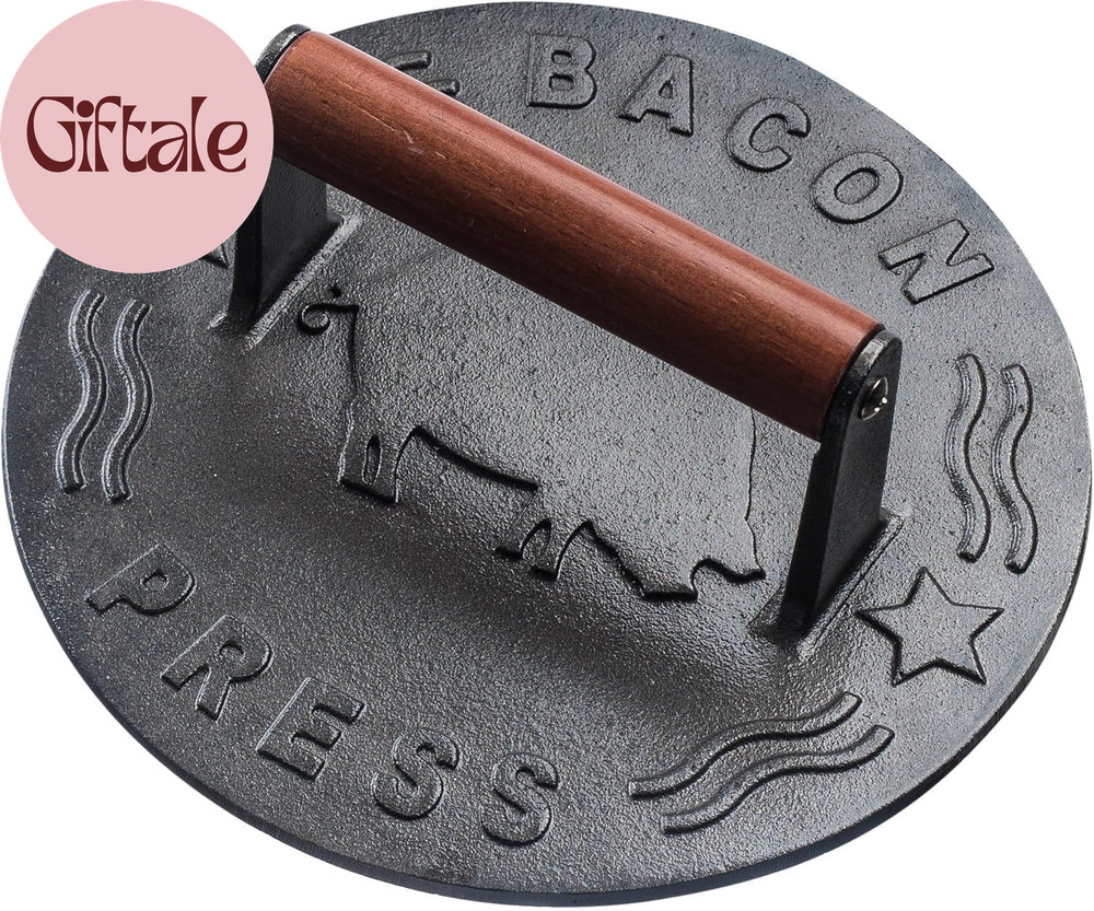 Heavy-Duty Cast Iron Burger Press 8.5 Inch round Burger Smasher, Grill Press for
