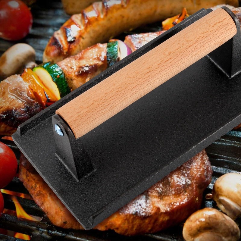 2 PCS 8 x 4 Inch Heavy Duty Cast Iron Grill Press, Flat Bottom Steak Weight B... gallery