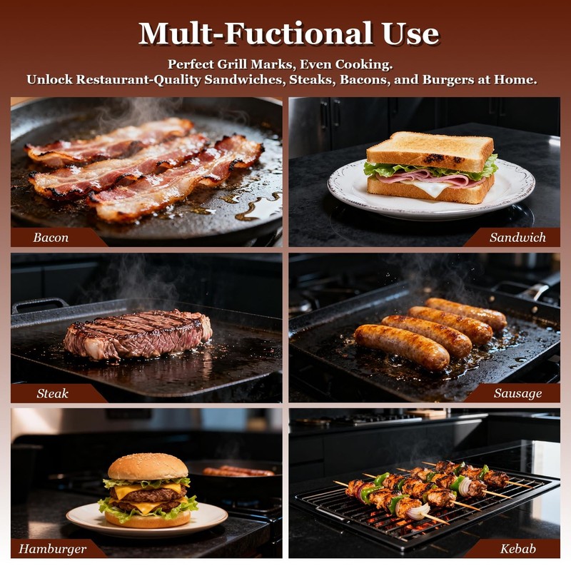 Cast Iron Burger Press 4.1lb Heavy Duty Grill Weight Bacon Press Wood Handle gallery