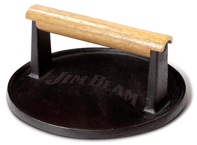 Jim Beam Cast Iron Burger Press JB0158 Black Wood Handle - 7'' gallery