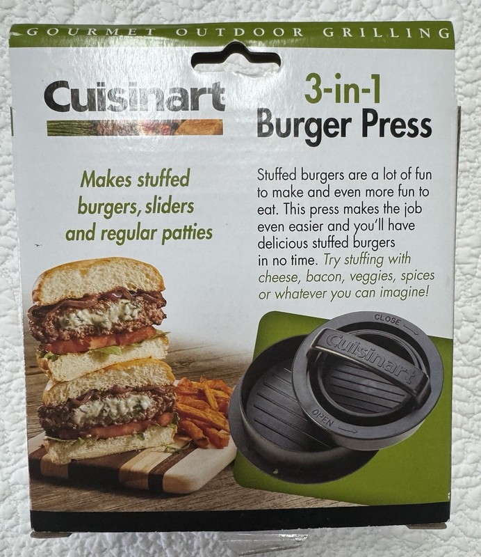 Cuisinart CSBP-100 3-in-1 Burger Press Patty Maker Burgers Sliders Stuffed NEW gallery