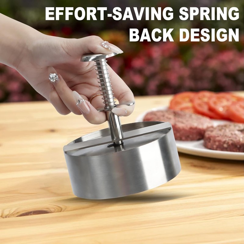 Burger Press Adjustable Hamburger Patty Maker Food Grade 304 Stainless Steel gallery