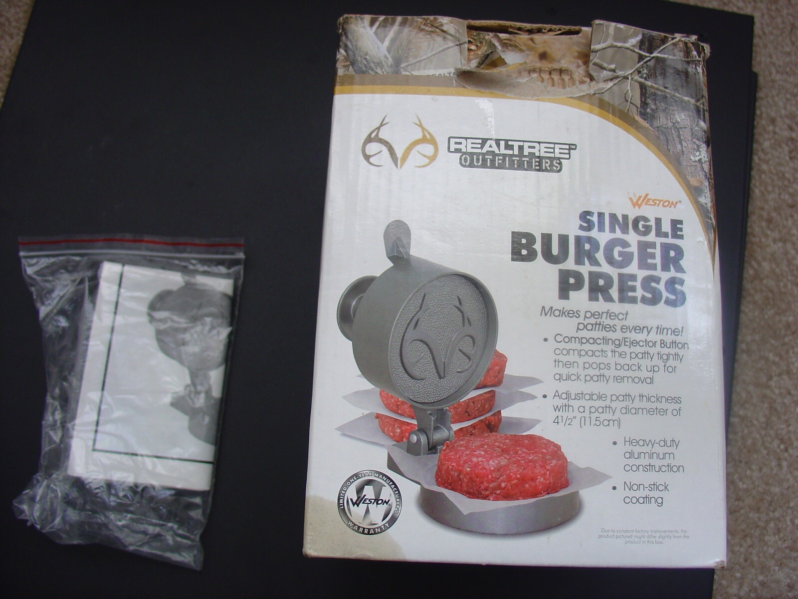 Rare Weston Realtree Antler Non-Stick Single Hamburger Press Heavy Duty Aluminum gallery