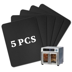 5 PCS Teflon Mats Oven Liner for Emeril Lagasse 26 QT French Large, Black