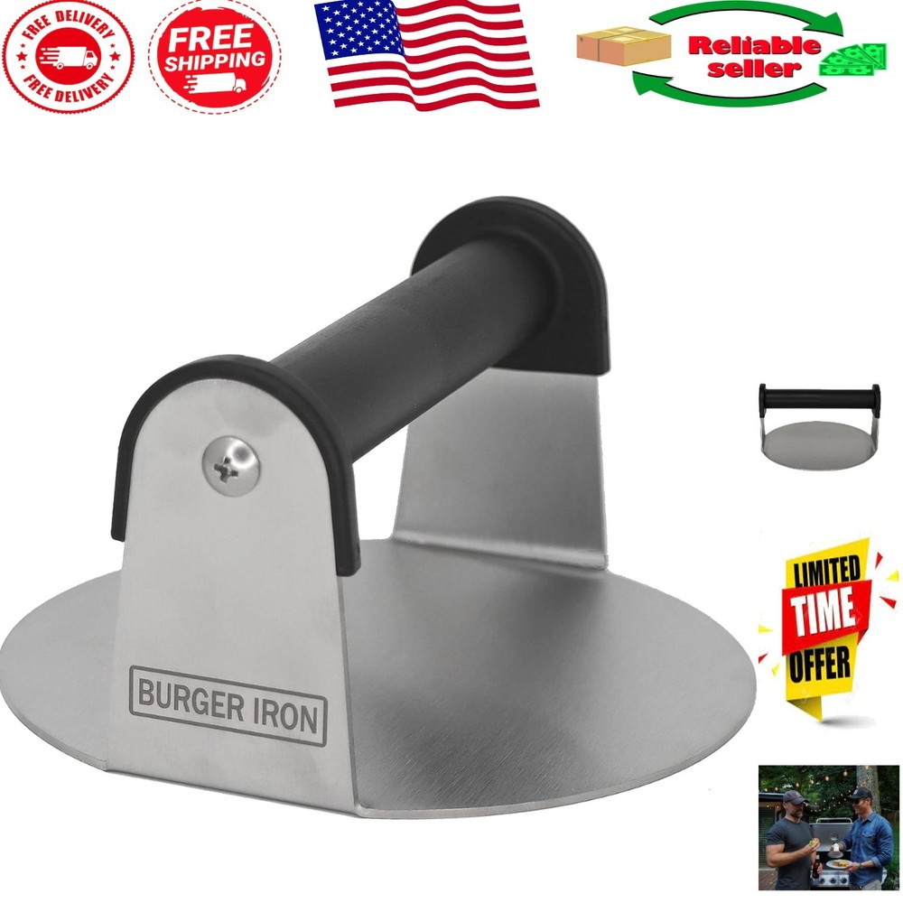 Professional 6" Stainless Steel Burger Smasher - For Perfectly Crispy Burgers