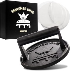 SMASHER KING™ – Premium Cast Iron Smash Burger Press incl. 25 pcs of Patty…