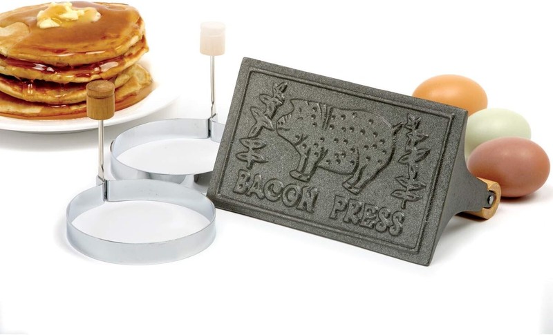 Bacon Press Egg Ring Set Cast Iron Grill Burger Ham Grilled Sandwiches Non Stick gallery
