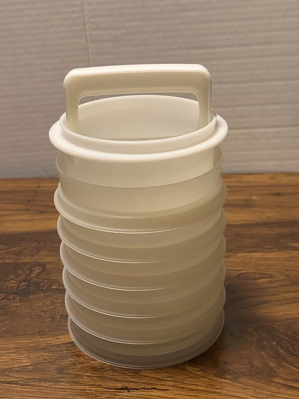 VTG Tupperware 4” Hamburger Patty Press Keeper Set 883 Lot Of 8pcs No Lid gallery