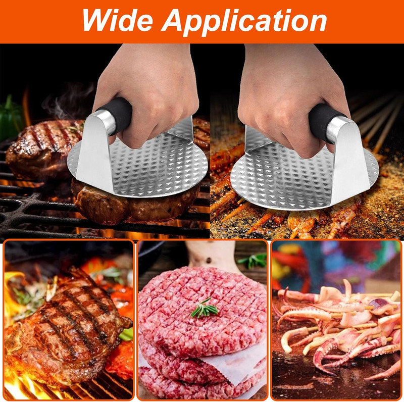 Updated Smash Burger Press,304 Stainless Steel Hamburger Press with Heat Insulat gallery