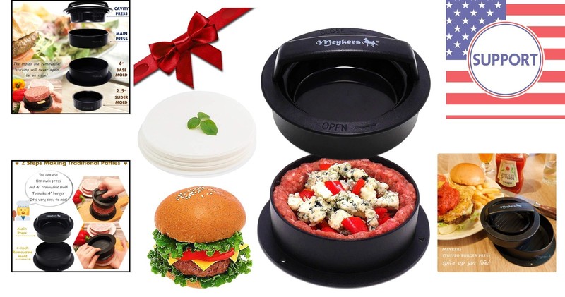 Deluxe Hamburger Press: 3-in-1 Non-Stick Tool with 100 Wax Papers - BPA Free gallery