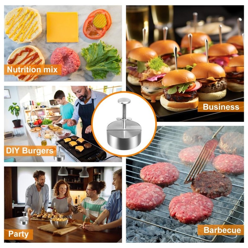 Adjustable Stainless Steel Burger Press Maker for Homemade Patties BPA Free gallery
