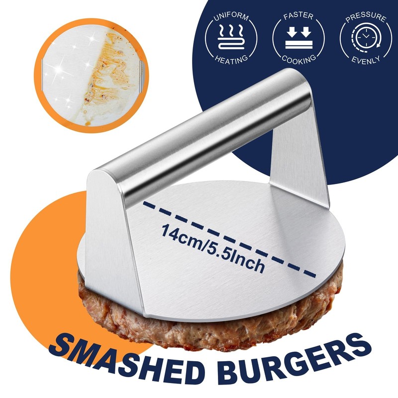 Smashed Burger Kit, Large Burger Spatula, 5½ inch Stainless Steel Burger Pres... gallery