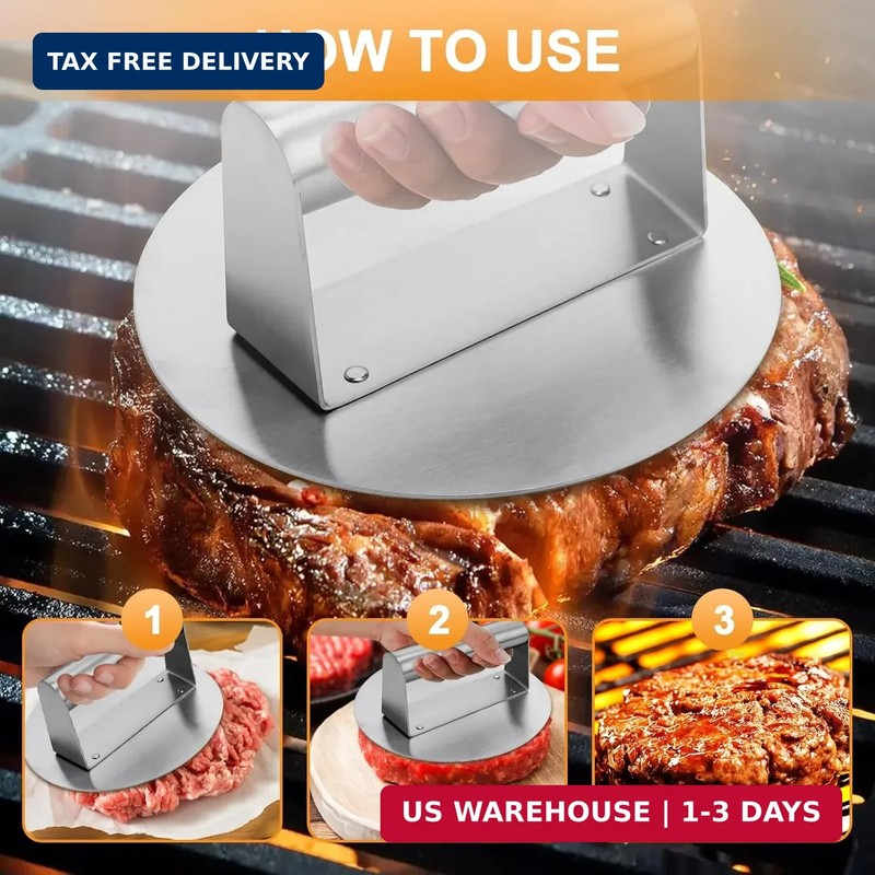 Stainless Steel Burger Press 6.2" Round Smash Burger Press- Pro Non-Stick Burger gallery