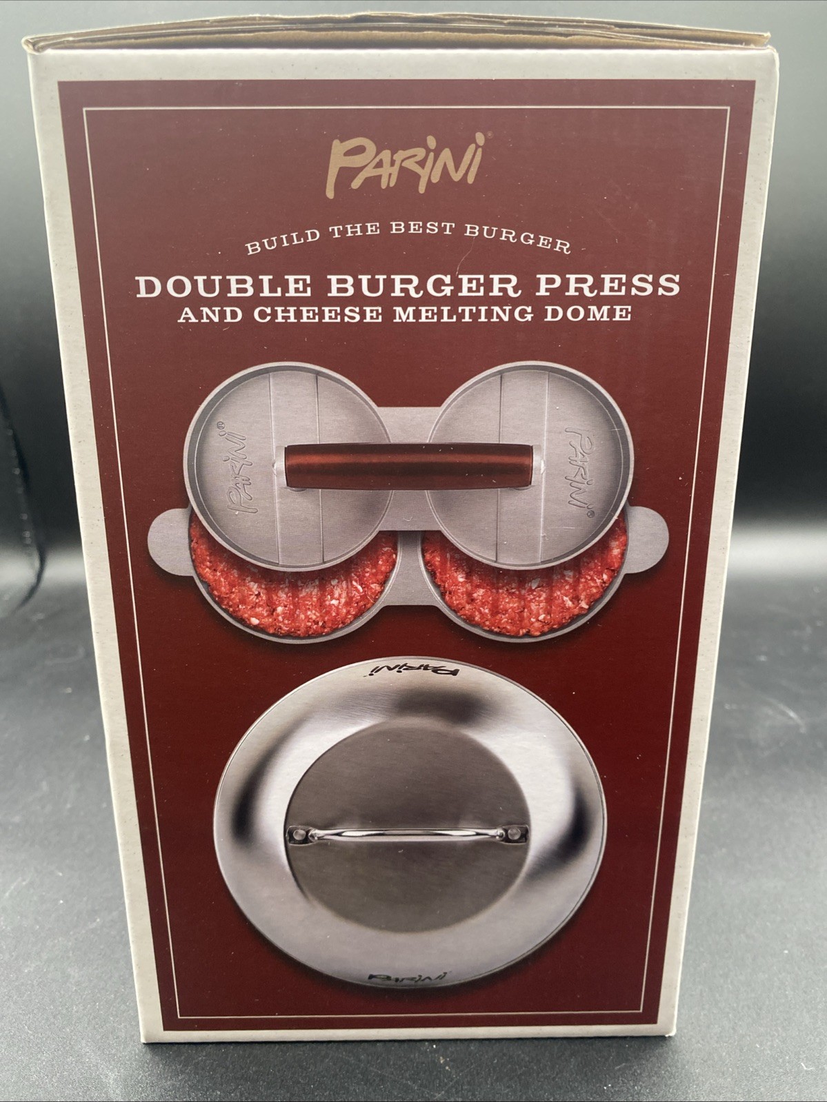 Parini Double Non-Stick Burger Press & Cheese Melting Dome 8.75" NIB gallery