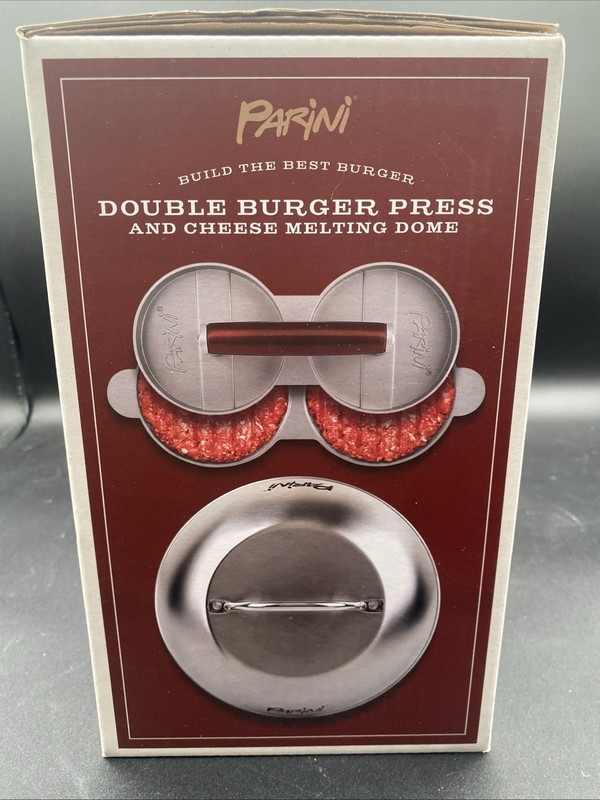 Parini Double Non-Stick Burger Press & Cheese Melting Dome 8.75" NIB gallery