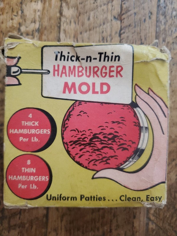 VTG Think-n-Thin Home Burger Hamburger Patty Maker No Touch Patty Mold No Muss! gallery