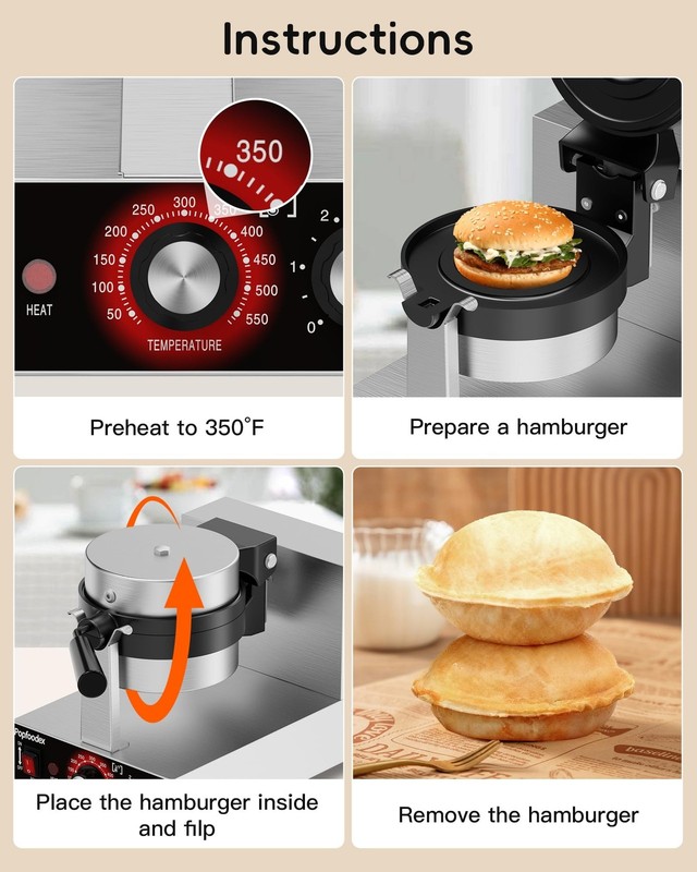 Ufo Burger Maker Machine, 110V Electric Ufo Sandwich Maker w/Adjustable Tempe... gallery