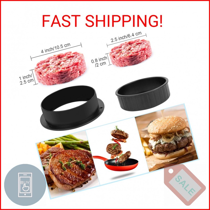 3 in 1 Stuffed Burger Press Patty Maker Rings Molds Kit, Non Stick Stuffer Hambu gallery