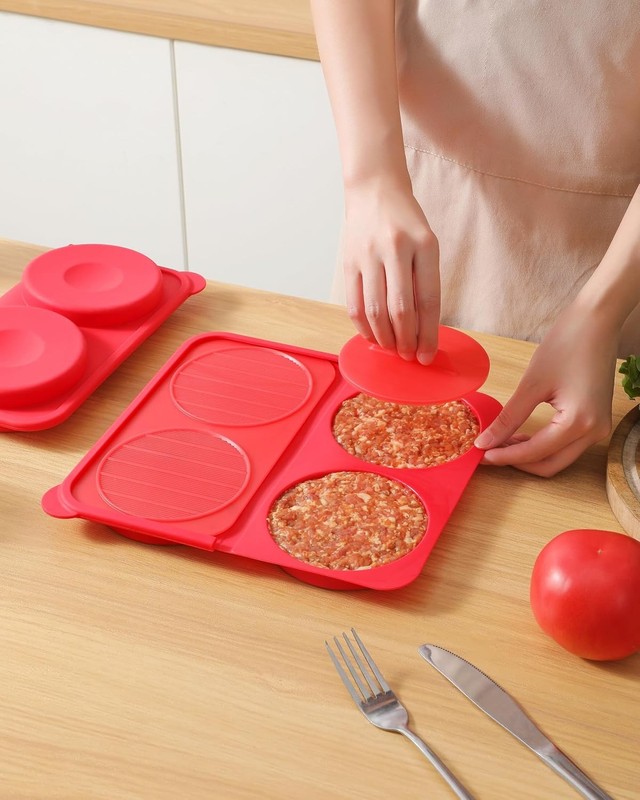 Silicone Burger Press 4.5" 1/4-1/3 lb Patties 4 in 1 Hamburger Press Patty Maker gallery