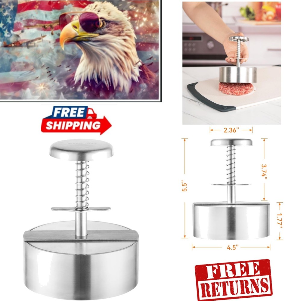 Heavy Duty 4.5" Burger Press with Easy Release for Flawless Patties Every Time
