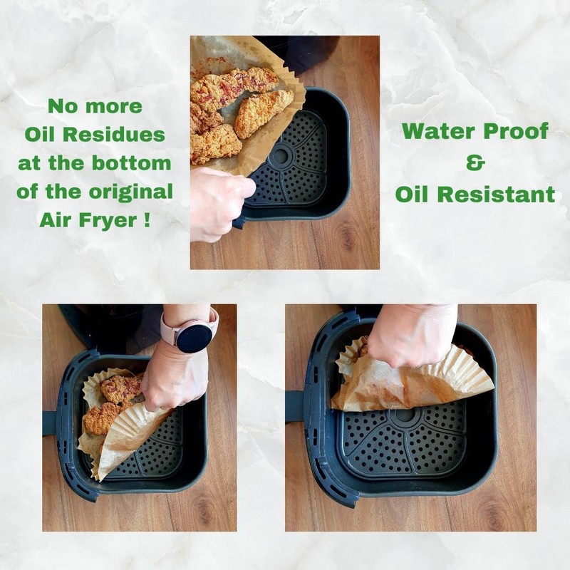 Disposable Air Fryer Parchment Paper RECTANGLE - 8.66"x5.5", Wood Color gallery