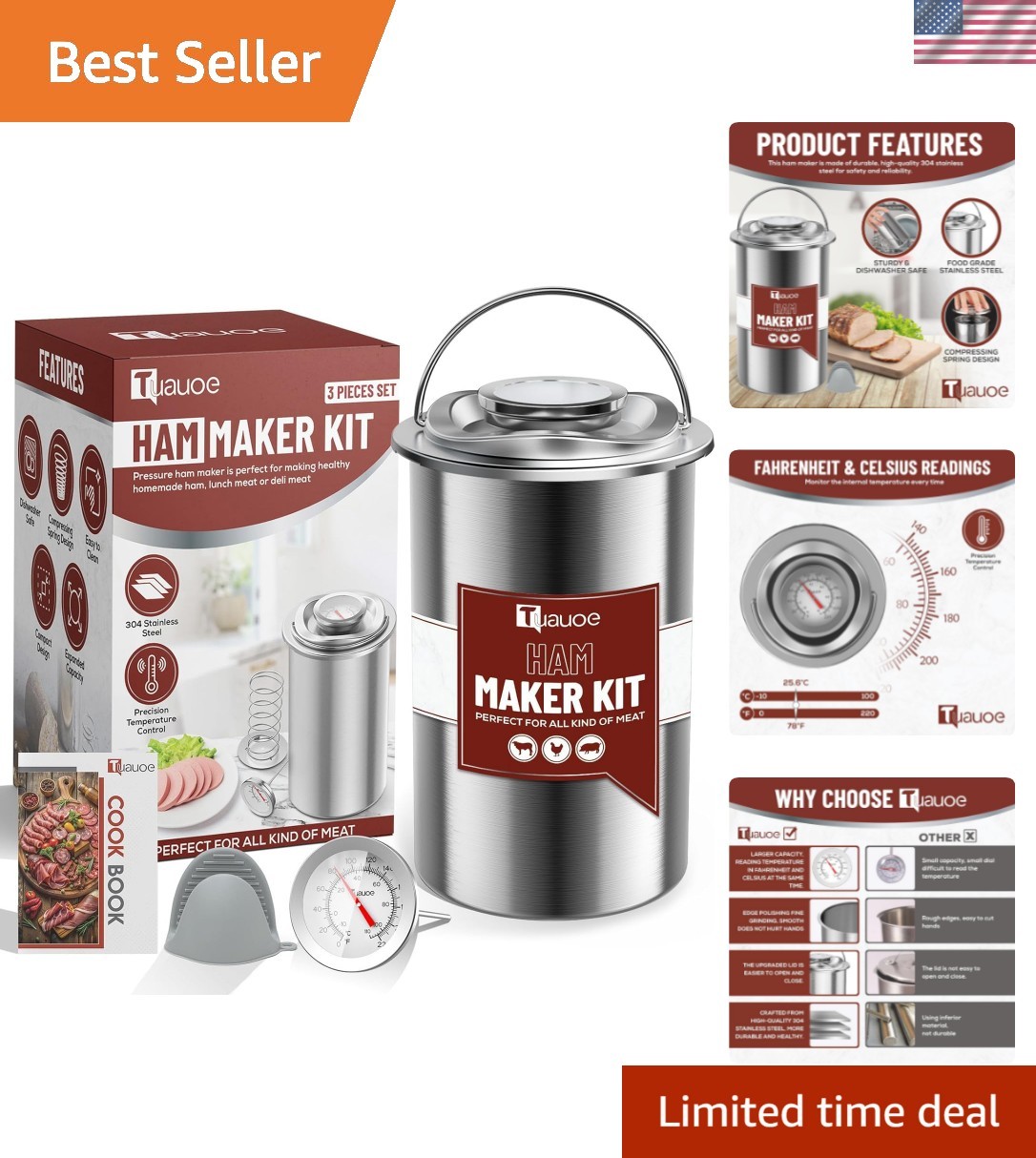 Perfect Kitchen Gift: Meat Press Mold with Temperature Control & Silicone Tools gallery