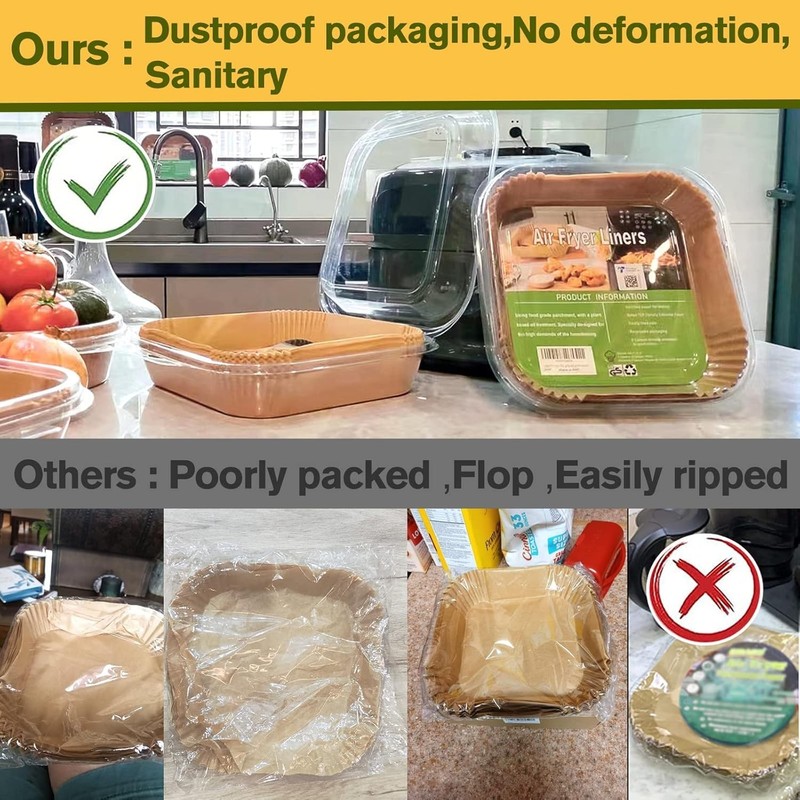 Air Fryer Liners Disposable 4QT/5QT for Chefman 7.5 Inch Square, Natural gallery