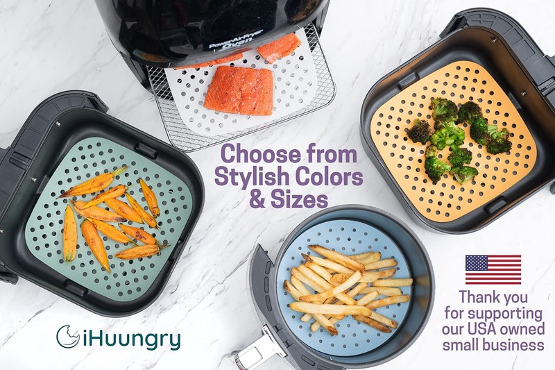 Air Fryer Silicone Liners, Non-Stick, Easy Clean, 8-inch Round, FUZZY PEACH gallery