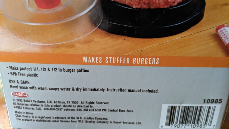 Char-broil Perfect Burger Press~Makes Stuffed Burger Patties With Ease~BPA FREE gallery