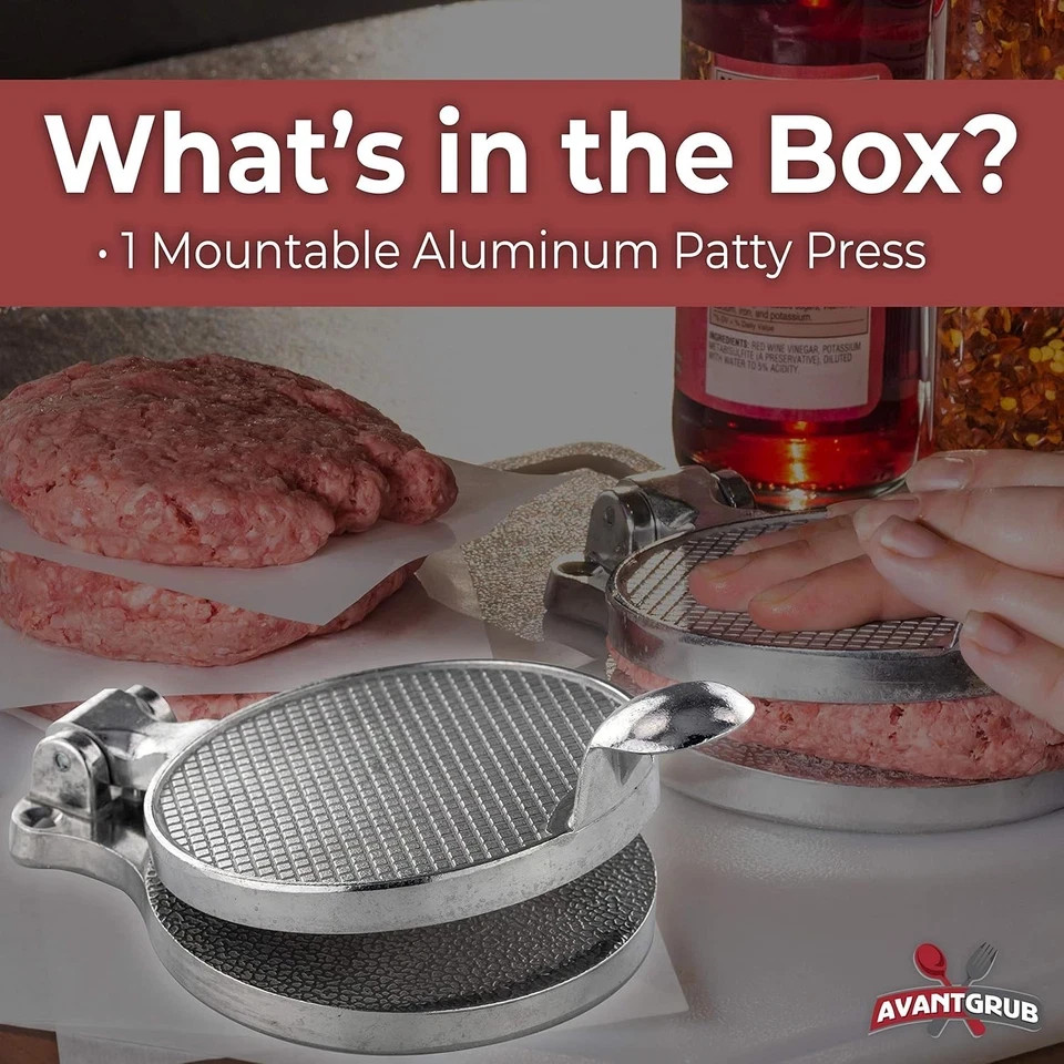 Pro-Grade Burger Press 4.5in. Nonstick Cast Aluminum Patty Maker Silver gallery
