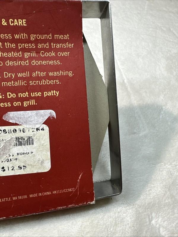 Sur La Table Square Burger Press Stainless Steel Brand New Unused 1/2 Lb Patties gallery