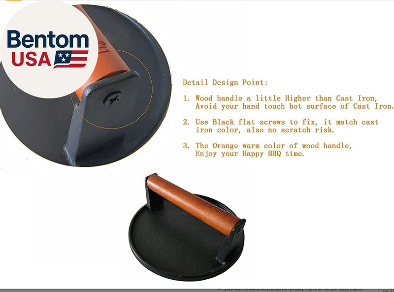 Burger Press 7.08" round & 8.3”X4.3”Rectangle Heavy-Duty Cast Iron Smash Meat St gallery