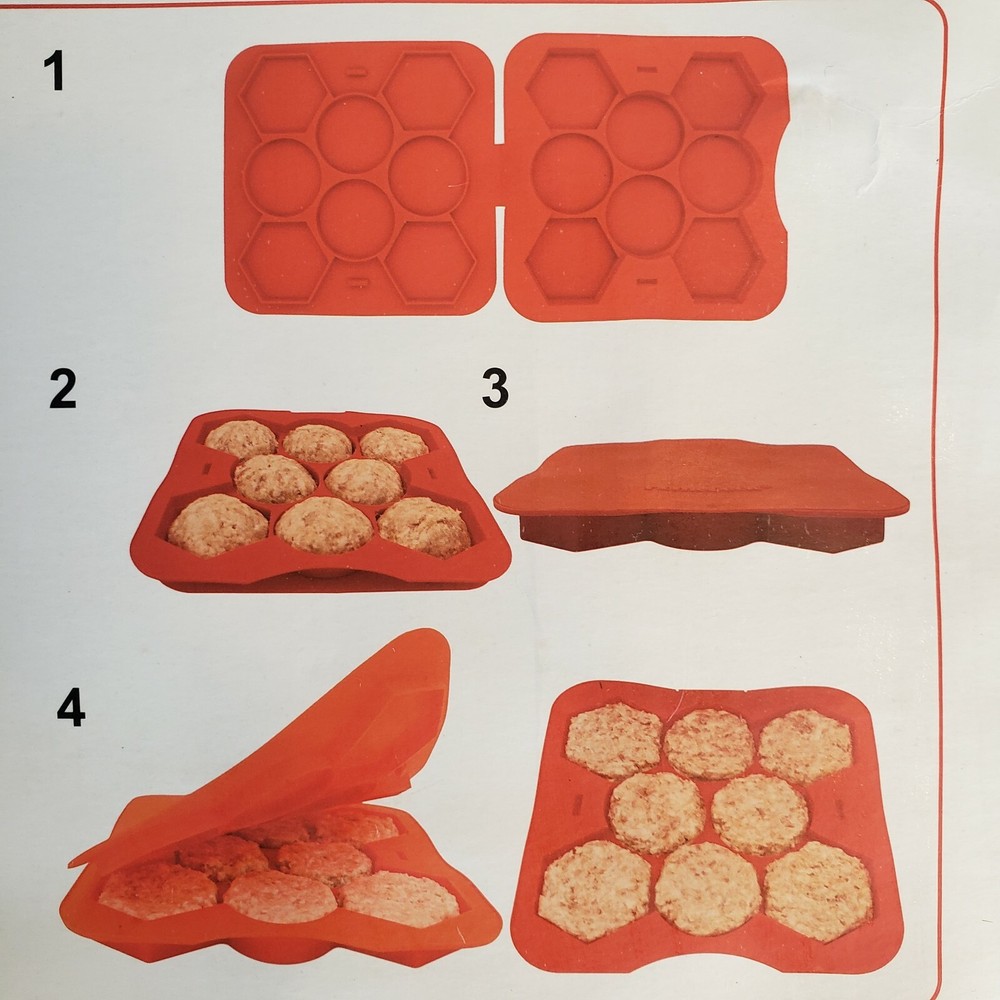 Burger Press HomeBeck 8 Burger Shocker Red Silicone Shape and Freeze
