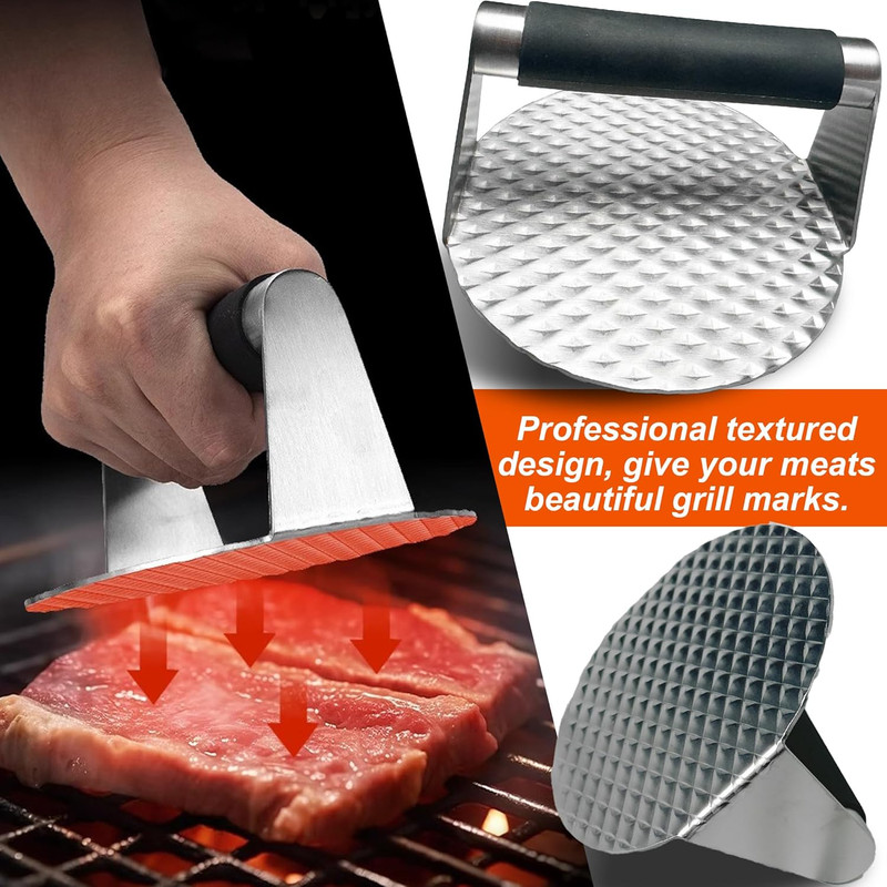 Updated Smash Burger Press,304 Stainless Steel Hamburger Press with Heat Insulat gallery