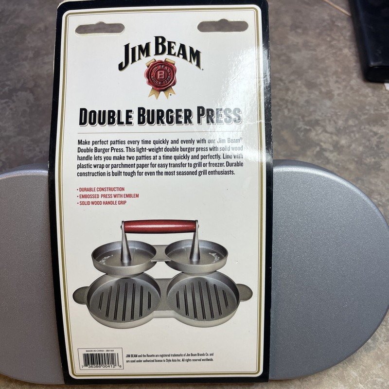 Jim Beam Non Stick Heavy Duty Aluminum Double Burger Grilling Patty Press JB0169 gallery