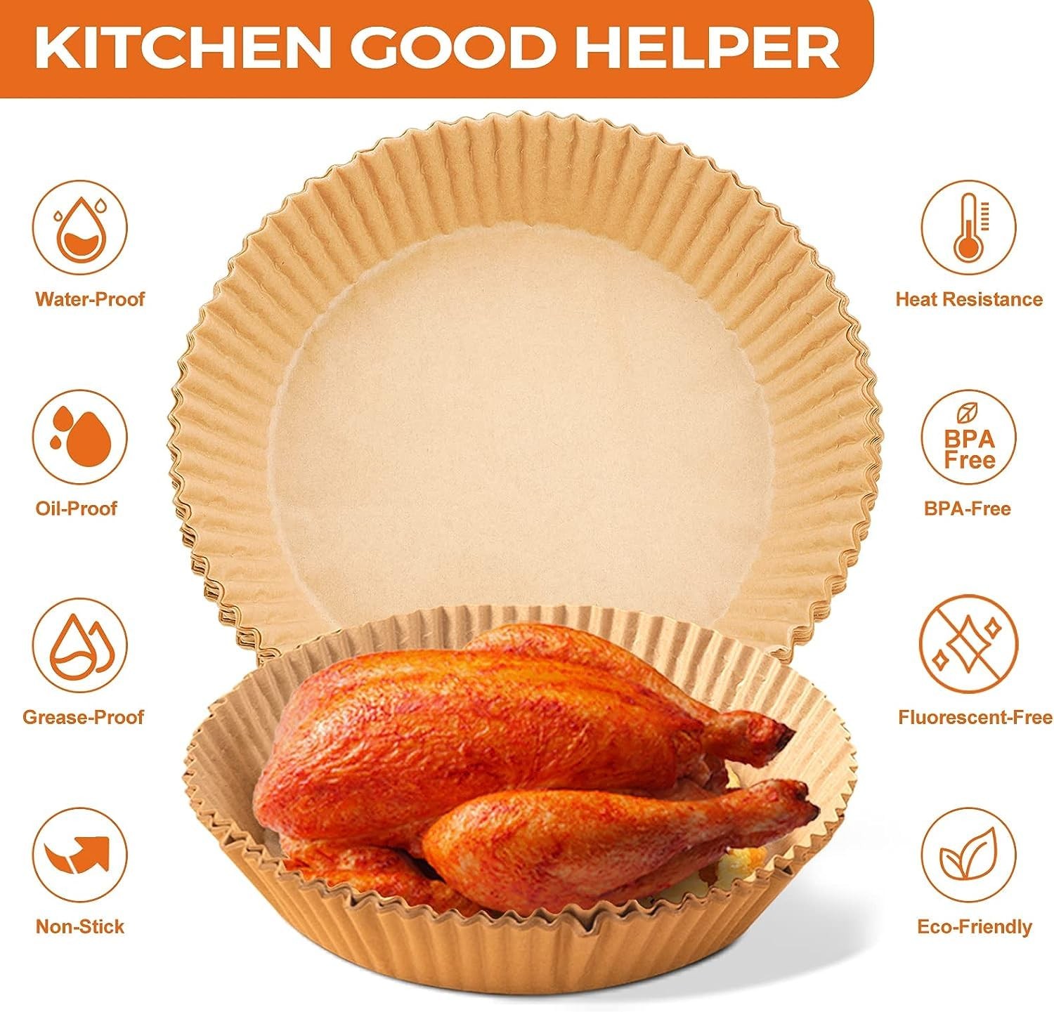 Air Fryer Paper Liners: 125Pcs Liner Disposable, 6.5"Round, Natural gallery