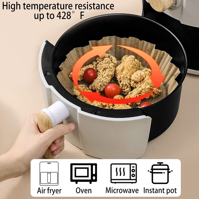 200Pcs Air Fryer Disposable Paper Liner, Round 6.3"Round, Wood color gallery