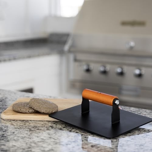 XL Grill Press, Iron Smash Burger Press with Wood Handle, 8" x 10" gallery