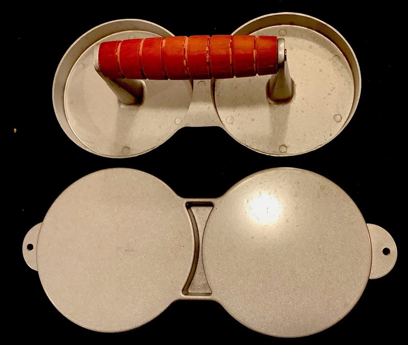 Double Aluminum Hamburger Press Patty Maker - Two 4.5-Inch Molds - Exc. Cond. gallery