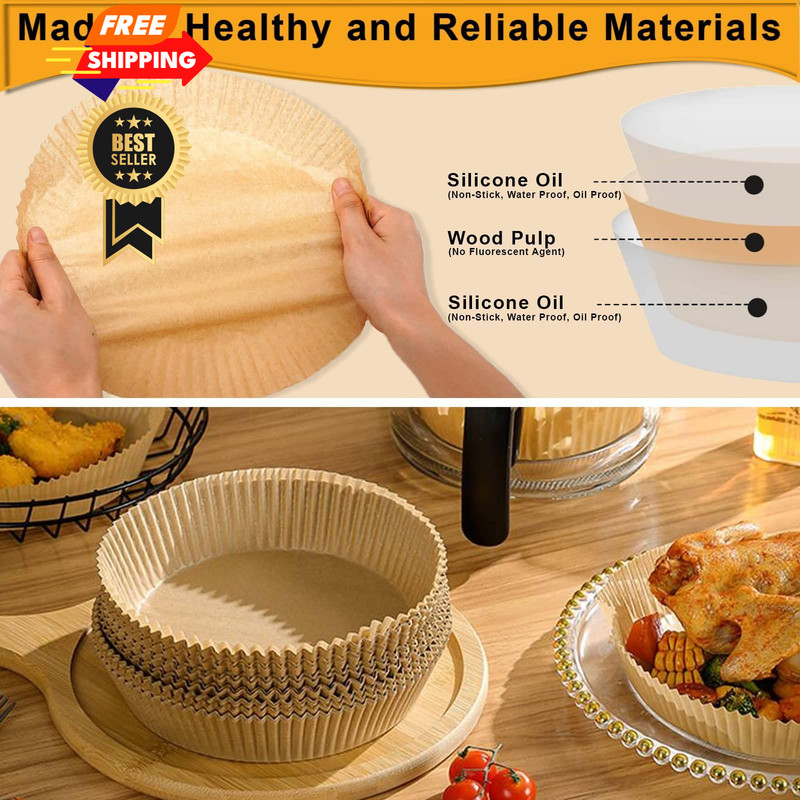 Gourmia Air Fryer Liners 100 Pcs 7.9" (Round), 100 (Round) gallery
