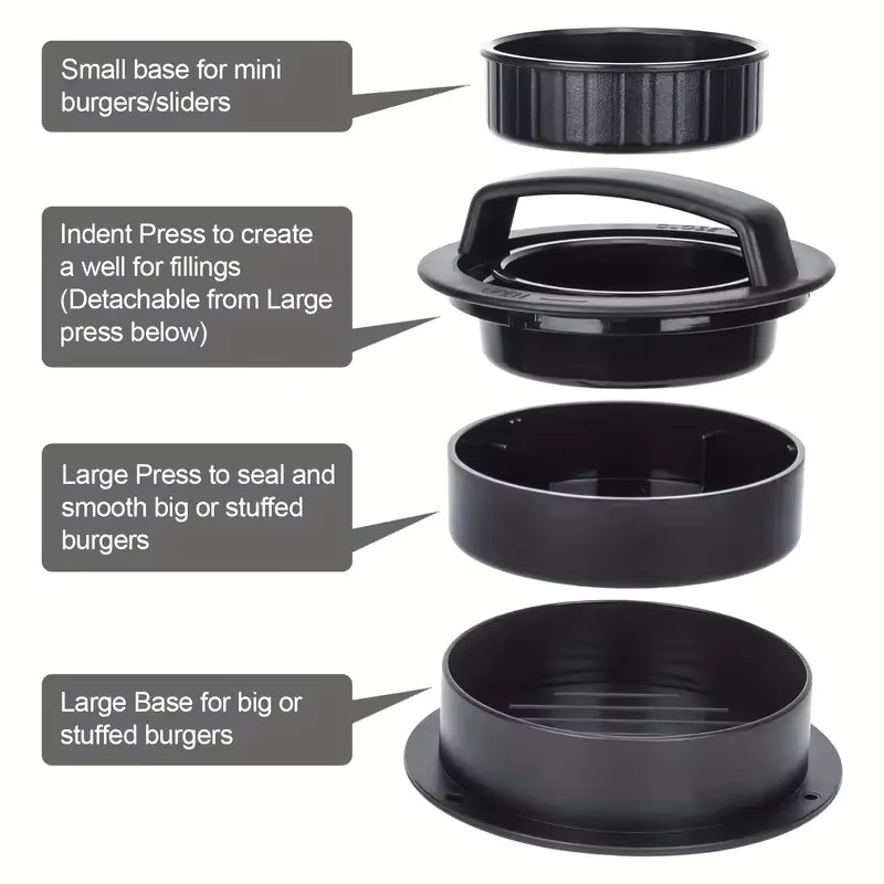 3-in-1 Burger Press Patty Maker - Stuffed Hamburger Mold Tool gallery