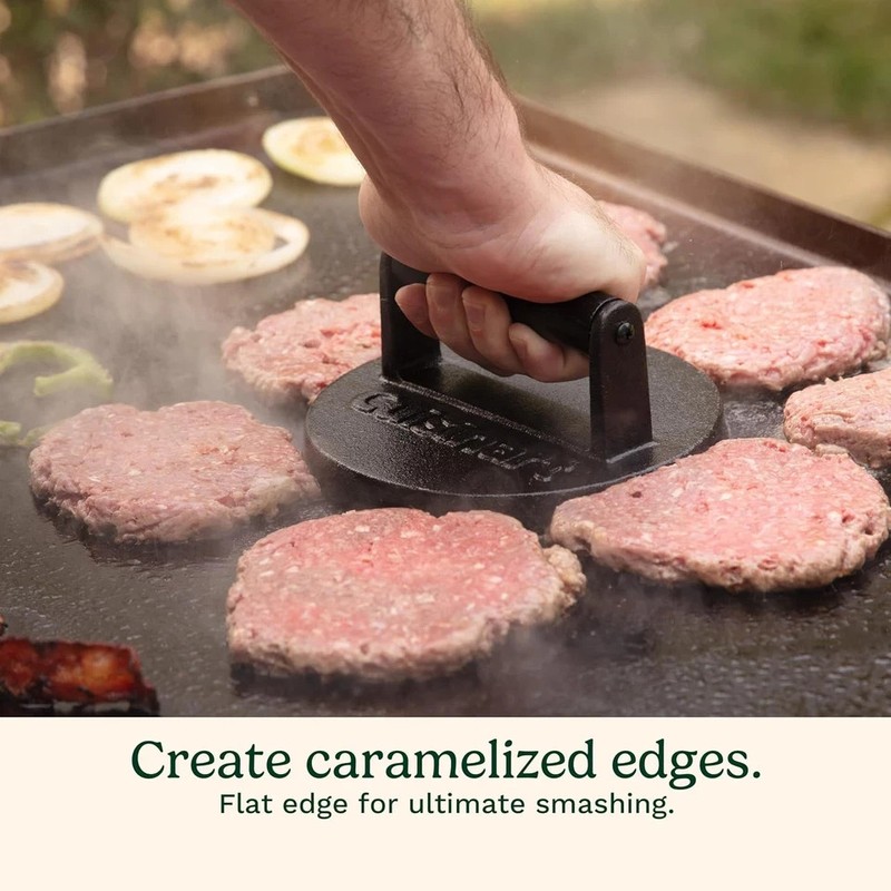 Cuisinart 6.5" Cast Iron Smashed Burger Press, round Flat Edge Grill Press for C gallery