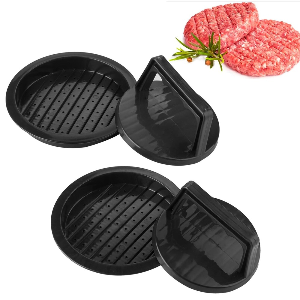 HiempTru Burger Press Patty Maker, Round Non-Stick Stuffed Hamburger Press Ac...