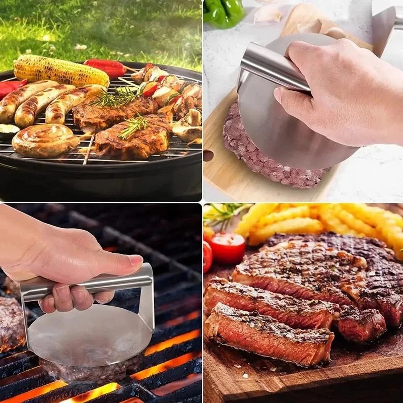 Stainless Steel Burger Press 5.51 Inch round Burger Smasher Heavy-Duty Smash gallery