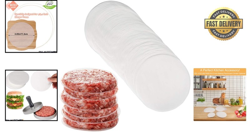 4.5-Inch Baking Parchment Rounds - 200 Sheets for Burger and Cookie Separation gallery