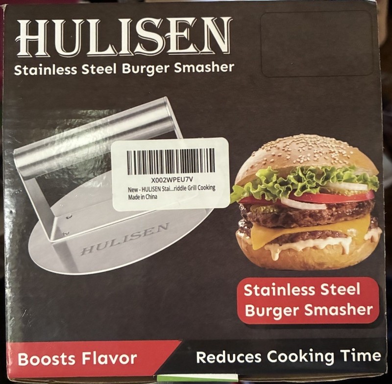 HULISEN Stainless Steel Burger Press, 6.2 inch Round Smasher,... gallery