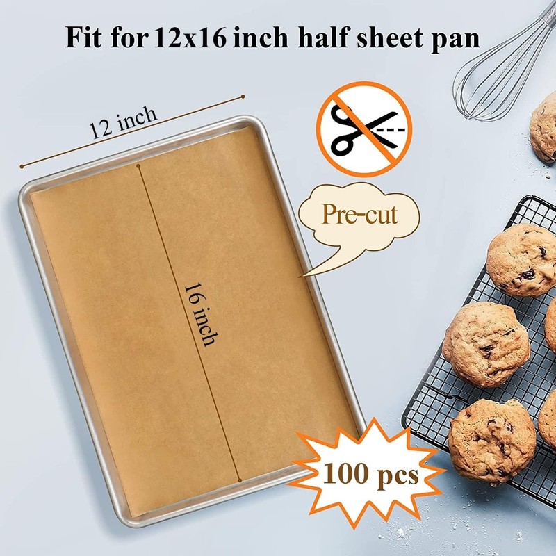 100PCS Unbleached Parchment Paper 12 x 16, Precut for Baking, Half Sheet for... gallery