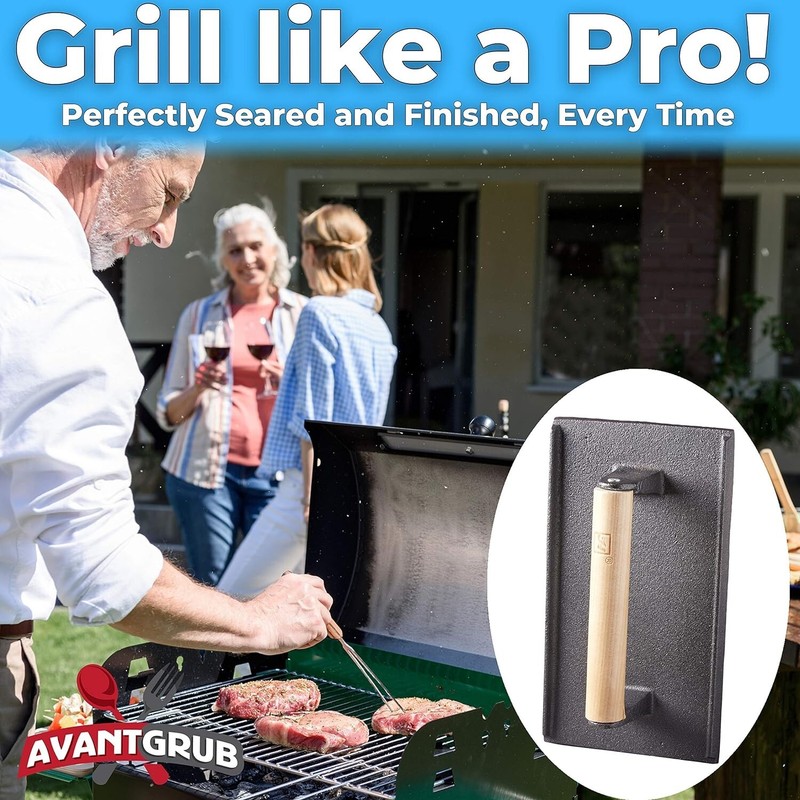 Pro Grade, Pre Seasoned Cast Iron Grill Weight 2Pk. Heavy Duty Steak and Burg... gallery