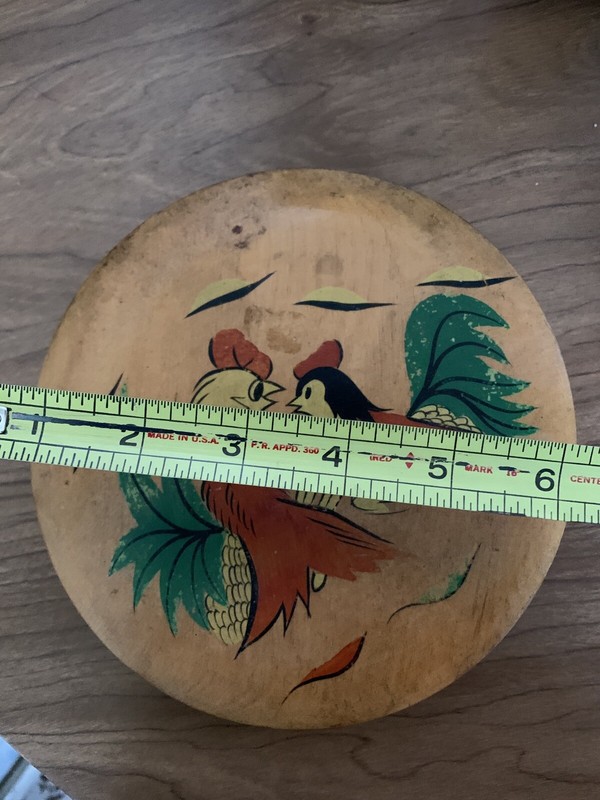 Hamburger Press Rooster Chicken Wood Kitchen Tool Midcentury Country Folk Art gallery