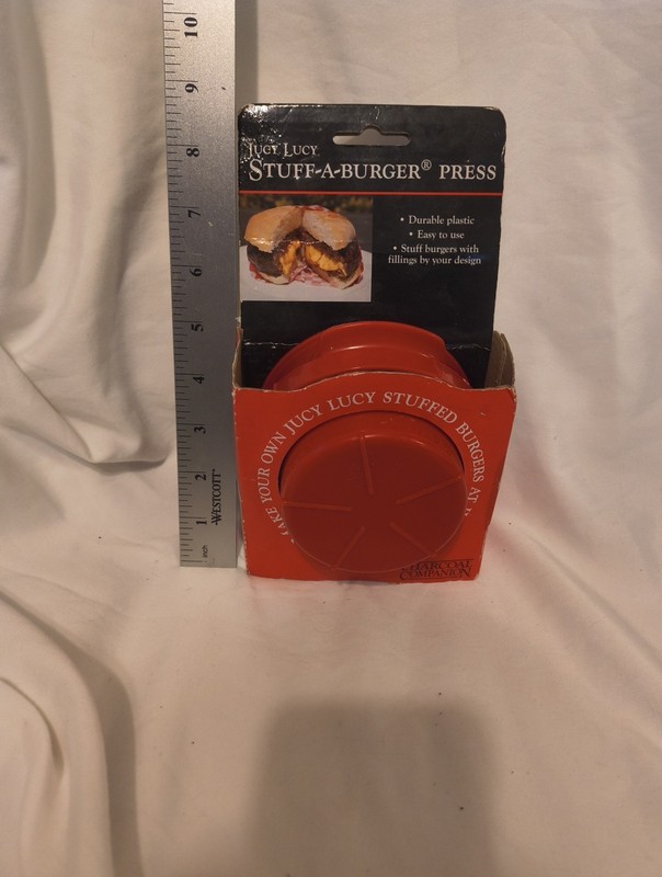 Juct Lucy Stuff-A-Burger Press Charcoal Companion Red Durable Plastic gallery